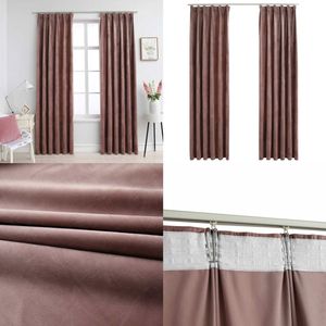vidaXL Gordijnen verduisterend 2 st met haken 140x175 cm fluweel roze - Gordijn - Gordijnen - Verduisterend Gordijn - Verduisterende Gordijnen