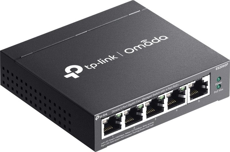 TP-Link Omada ES205GP Managed Gigabit Ethernet (10/100/1000) Power over Ethernet (PoE) Zwart