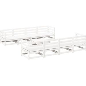 vidaXL - 9-delige - Loungeset - massief - grenenhout - wit