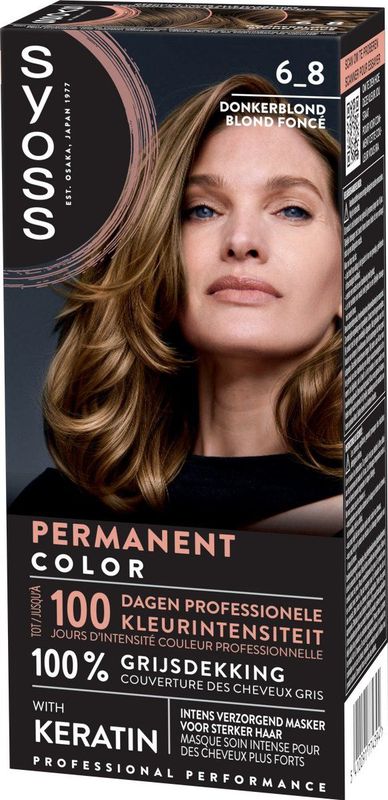 SYOSS Permanent Coloration 6-8 - Haarverf - Permanente Haarkleuring - Donkerblond – Grijsdekking – Vermindert Haarbreuk - 1 Stuk