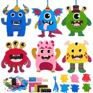 12 stuks monster-knutselset voor kinderen, schuimrubber, knutselset voor kinderen, Halloween doe-het-zelf knutselen voor jongens en meisjes vanaf 3, 4, 5, 6, 7, 8, 9, 10 jaar, voor kinderverjaardag