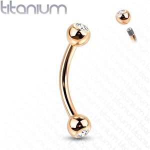 Piercing titanium rond basis met steen1.2x8 rose goud