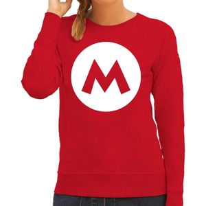 Italiaanse Mario loodgieter verkleed trui / sweater rood voor dames - carnaval / feesttrui kleding / kostuum S