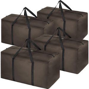 4-pack 96L Extra Grote Reistas - Opvouwbaar en Waterdicht - 600D Oxford-stof - Zware Reistassen voor Heren en Dames - Sterke Verhuisdozen voor Thuis en Reizen - 80x30x40 cm - Bruin