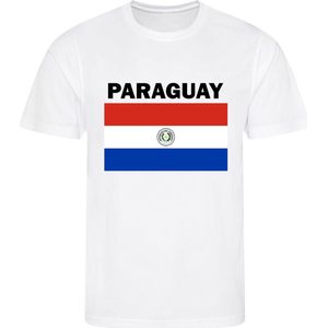 Paraguay - T-shirt Wit - Voetbalshirt - Maat: 146/152 (L) - 11-12 jaar - Landen shirts