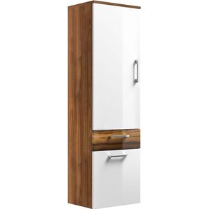 Badkamer kolomkast Ilse Walnoot Wit - MDF - Breedte 40 cm - Hoogte 134.5 cm - Diepte 30 cm