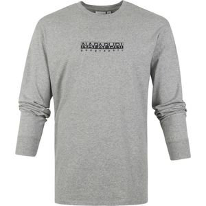 Napapijri - S-Box Longsleeve T-shirt Grijs - Heren - Maat XXL - Regular-fit