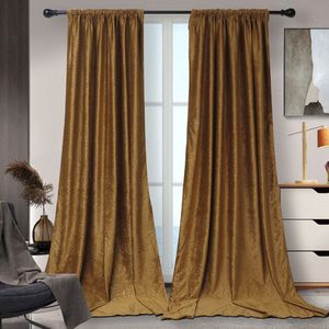 Fluweel Gordijnen - Verduisterende Gordijnen - Kant en Klaar Gordijn - Moderne Fluweel Gordijnen in Prachtige Kleuren - Geschikt Voor Woonkamer en Slaapkamer - Perfecte Verduistering - B 132 x H 183cm - Goud