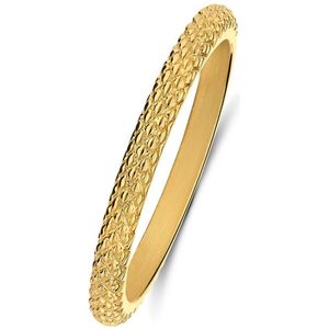 Lucardi Dames Stalen goldplated ring bewerkt - Ring - Staal - Goudkleurig - 15 / 47 mm