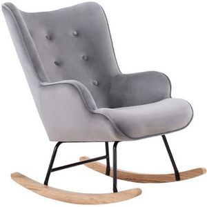 Aemely® Schommelstoel 'Steerne' - Grijs Velvet, Blank Hout