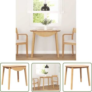 The Living Store Eettafel massief hout naturel rubber - Eetkamertafel - Houten Tafel - Klaptafel - Multifunctionele Tafel - Salontafel