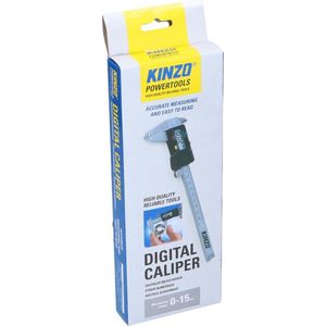Kinzo Digitale Schuifmaat - Meetbereik tot 15 CM - met Opbergbox - Roestvrij Staal - Aflezen in mm of Inch - Zilver