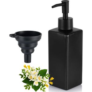 Zwarte Glazen Zeepdispenser Set - Handig voor Keuken en Badkamer - 350ML