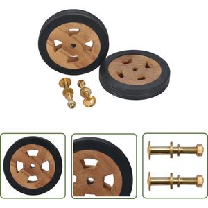 The Living Store Reservewieltjes voor ligbed 2 st massief teakhout - Reservewielen - Ligbed - Teak Hout - Tuinset - Tuinmobiliar