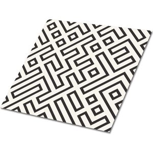 Tulup PVC Tegels - Geometrische Lijnen Vinyl Tegels - 30 cm x 30 cm - Zwart Zelfklevende PVC Tegels - Set van 9 - Zelfklevende Vinyl Tegels - Geometrisch Plaktegels - Vinyl Vloer Tegels - Plaktegels keuken en Badkamer
