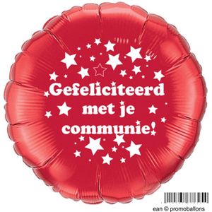 Gefeliciteerd met je communie ! - folieballon -Stars - rood - 18 inch [ean © promoballons]