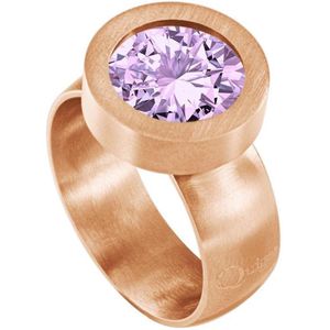 Quiges RVS Schroefsysteem Ring Rosékleurig Mat 16mm met Verwisselbare Zirkonia Paars 12mm Mini Munt