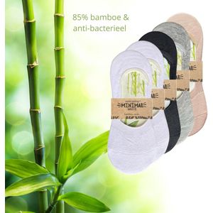 green-goose® Bamboe Sneakersokken | Ballerina | Voetjes | Footies | 5 Paar | Dames | Maat 39-41 | Zwart | Grijs | Wit | Duurzaam en Comfortabel | 85% Bamboe