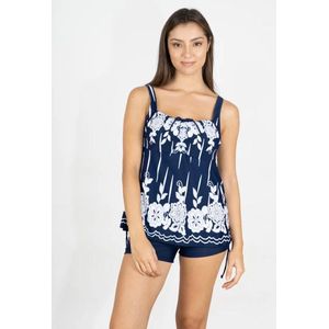 Tankini Dames 2 delig- Grote maten Tankini Badmode Badkleding- Zwemkleding Strandkleding- Design Bikini Swimwear FH2029- Marineblauw- Maat 58