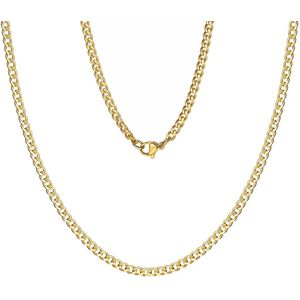 Fako Bijoux® - Schakelketting Staal - RVS - Gourmette - Cuban Link - 3.5mm - 60cm - Goudkleurig