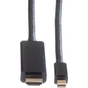 ROLINE Mini DisplayPort Cable, Mini DP-UHDTV, M/M, zwart, 1 m