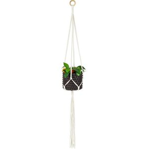 QUVIO Plantenhanger voor bloempot - Hangpot - Hangende bloempot - Plantenhanger macrame - Plantenhanger binnen - Hangpotten - Gevlochten touw - Diameter tussen 12 en 20 cm - Wit