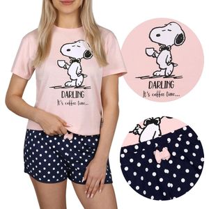 Snoopy Peanuts - Roze en marineblauwe meisjespyjama, met korte mouwen / 164