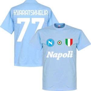Napoli Kvaratskhelia 77 Team T-Shirt - Lichtblauw - Kinderen - 116