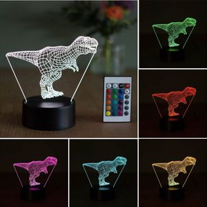 Klarigo® Nachtlamp – 3D LED Lamp Illusie – 16 Kleuren – Bureaulamp – T-Rex – Dino - Jurassic Park - Sfeerlamp – Nachtlampje Kinderen – Creative - Afstandsbediening