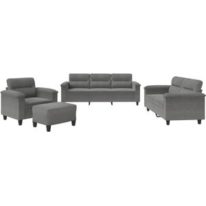 vidaXL Loungeset 4-delig met Kussens - Donkergrijs Loungebank - Hoekbank - Tuinset - Buitenmeubilair - Loungehoek
