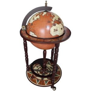Brulo - Wereldbol - Globebar - Hout - Bruin - Elcano - 33 cm diameter bar