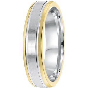 Lucardi Heren Vriendschapsring Sofia - Ring - Moederdag Cadeautje - Echt Zilver - Zilver en Goudkleurig