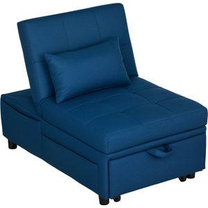 HOMCOM opklapbare stoel - 3-in-1 - met zijvak - met kussen