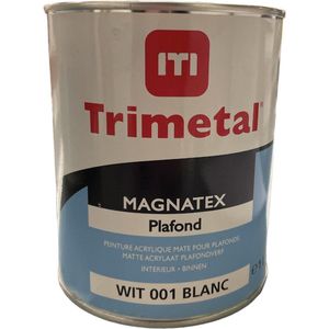 Trimetal Magnatex Plafond - Goed dekkende matte plafondverf voor binnen op waterbasis - 1 L - Wit