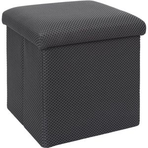 Home Deco Factory Poef/hocker Atome - opvouwbaar - stof - opbergbox - grijs - polyester/mdf - 38 x 38 cm