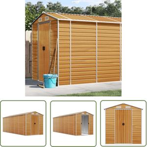 The Living Store Tuinschuur 191x555x198 cm gegalvaniseerd staal lichtbruin - Tuinhuisje - Schuur - Opslagruimte - Tuingereedschap - Metalen Schuur