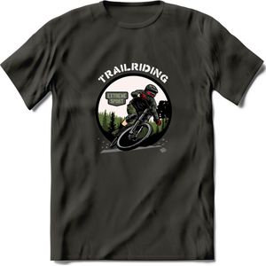 Trailriding T-Shirt | Mountainbike Fiets Kleding | Dames / Heren / Unisex MTB shirt | Grappig Verjaardag Cadeau | Maat XL