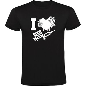 I love tattoo Heren t-shirt | tatoeage | tattoos | inkt | design | kado | Zwart