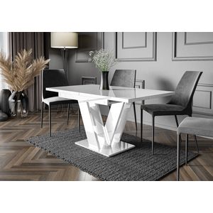 Pro-meubels - Eettafel - Eetkamertafel - Glasgow - Wit hooglans - Uitschuifbaar 120-160cm