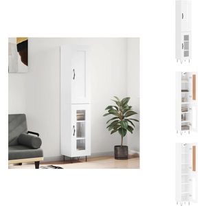 vidaXL Hoge Kast - Hoge Kasten - Dressoir - Buffetkast - Hoge kast 34,5x34x180 cm bewerkt hout hoogglans wit
