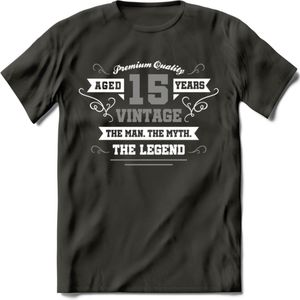15 Jaar Legend T-Shirt | Zilver - Wit | Grappig Verjaardag en Feest Cadeau | Dames - Heren - Unisex | Kleding Kado | - Donker Grijs - 3XL