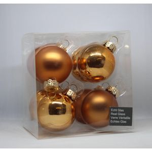 Kerstballen goud/koper kleur 8 stuks