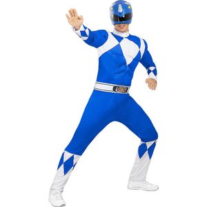 Funidelia | Blauw Power Rangerkostuum voor mannen - Films & Series, Superhelden, Tekenfilms - Kostuum voor Volwassenen Accessoire verkleedkleding en rekwisieten voor Halloween, carnaval & feesten - Maat L - Blauw
