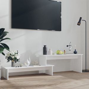 The Living Store Industrieel TV-meubel - 180x30x43 cm - Verstelbaar schap - Wit