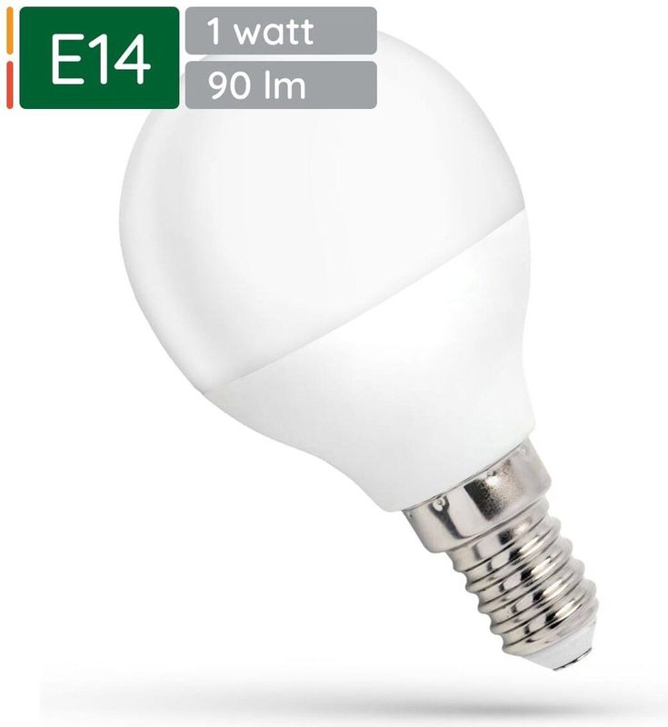 Spectrum LED Kogellamp E14 1W - 230V - 90 Lumen - 3000K Warm wit - Gezellig licht - Energiezuinig