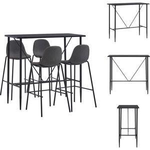 vidaXL Barset Carlo - Bartafel 120x60x110 cm - Barstoelen 51x49x99 cm - Zwart/D donkergrijs - Polyester - Set tafel en stoelen