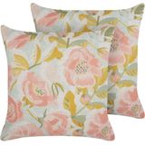 ZAHRIYE - Sierkussens set van 2 - Roze/Blauw - 45 x 45 cm - Polyester