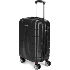 BRUBAKER Handbagage Hardcase Koffer Miami - Uitbreidbare Reiskoffer met cijferslot, 4 Wielen en Comfortabele Handgrepen - 37 x 56 x 24,5 cm ABS Trolley Koffer (M - Zwart)