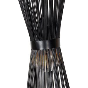 QAZQA broom - Art Deco Hanglamp eettafel voor boven de eettafel | in eetkamer - 3 lichts - L 120 cm - Zwart - Woonkamer | Slaapkamer | Keuken
