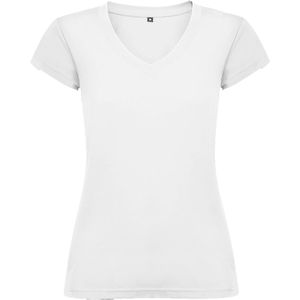Dames V-hals getailleerd t-shirt model Victoria Wit maat XL